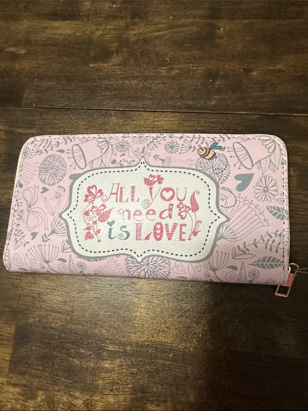 Women Accessories Pink 'All You Need Is Love' Zip Wallet NWT